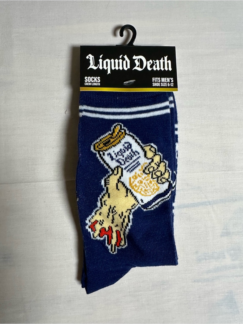Liquid Death Men's Navy Graphic Crew Socks